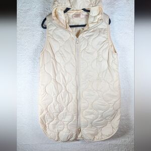 ESQUALO Beige Quilted Hooded Vest